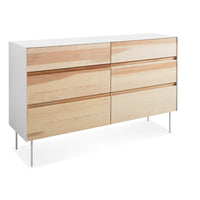 Clad 6 Drawer Dresser in Hickory / White - Angle 5