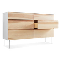 Clad 6 Drawer Dresser in Hickory / White - Angle 6