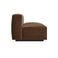 Cleon 56" Armless Sofa in Coffee Velvet - Angle 5
