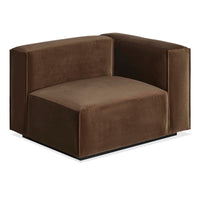Cleon One Arm Lounge Chair in Coffee Velvet - Angle 3