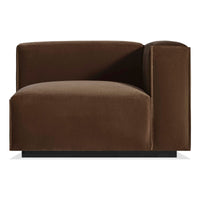 Cleon One Arm Lounge Chair in Coffee Velvet - Angle 1