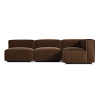 Cleon Medium Sectional Sofa in Coffee Velvet - Angle 1