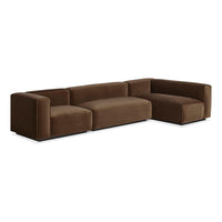 Cleon Medium+ Sectional Sofa in Coffee Velvet - Angle 5