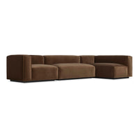 Cleon Medium+ Sectional Sofa in Coffee Velvet - Angle 4