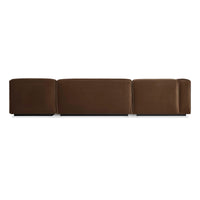 Cleon Medium+ Sectional Sofa in Coffee Velvet - Angle 7