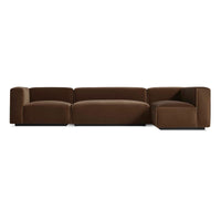 Cleon Medium+ Sectional Sofa in Coffee Velvet - Angle 1