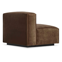 Cleon Armless Lounge Chair in Coffee Velvet - Angle 5