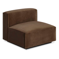 Cleon Armless Lounge Chair in Coffee Velvet - Angle 3