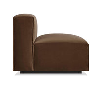 Cleon Armless Lounge Chair in Coffee Velvet - Angle 4