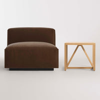 Cleon Armless Lounge Chair in Coffee Velvet - Angle 7