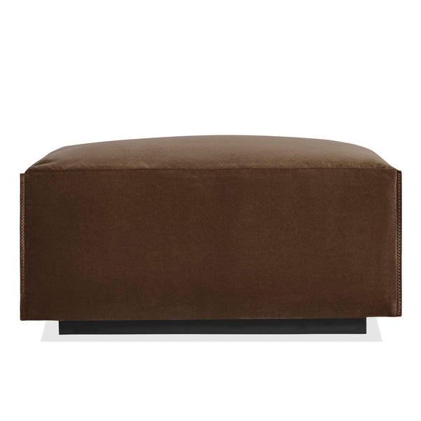 Cleon Ottoman in Coffee Velvet - Angle 1