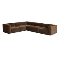 Cleon Large Sectional Sofa in Coffee Velvet - Angle 4