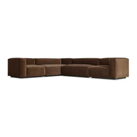 Cleon Large Sectional Sofa in Coffee Velvet - Angle 3