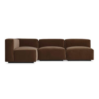 Cleon Medium Sectional Sofa in Coffee Velvet - Angle 1