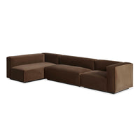 Cleon Medium+ Sectional Sofa in Coffee Velvet - Angle 5