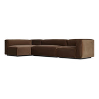 Cleon Medium+ Sectional Sofa in Coffee Velvet - Angle 4