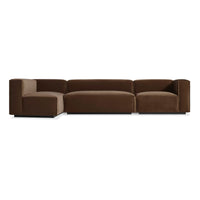 Cleon Medium+ Sectional Sofa in Coffee Velvet - Angle 1