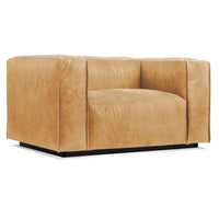 Cleon Lounge Chair in Camel Leather - Angle 2
