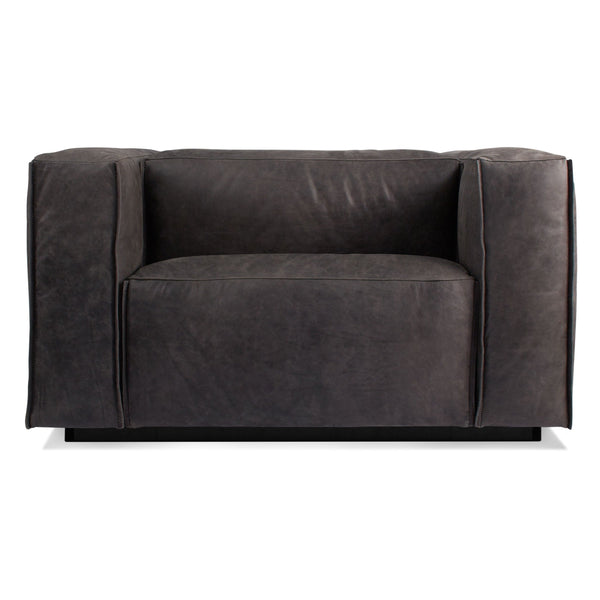 Cleon Lounge Chair in Slate Leather - Angle 1