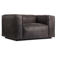 Cleon Lounge Chair in Slate Leather - Angle 2