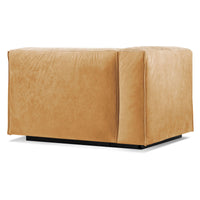 Cleon One Arm Lounge Chair in Camel Leather - Angle 4