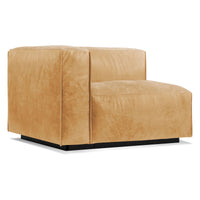 Cleon One Arm Lounge Chair in Camel Leather - Angle 2