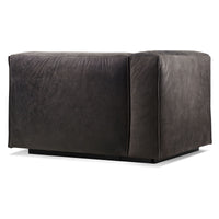 Cleon One Arm Lounge Chair in Slate Leather - Angle 4