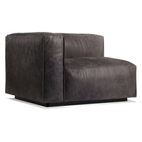 Cleon One Arm Lounge Chair in Slate Leather - Angle 2