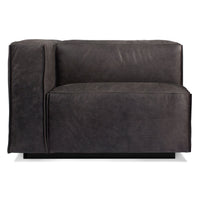 Cleon One Arm Lounge Chair in Slate Leather - Angle 1