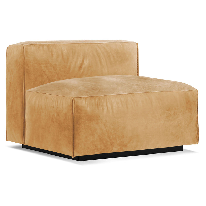 Cleon Armless Lounge Chair in Camel Leather
