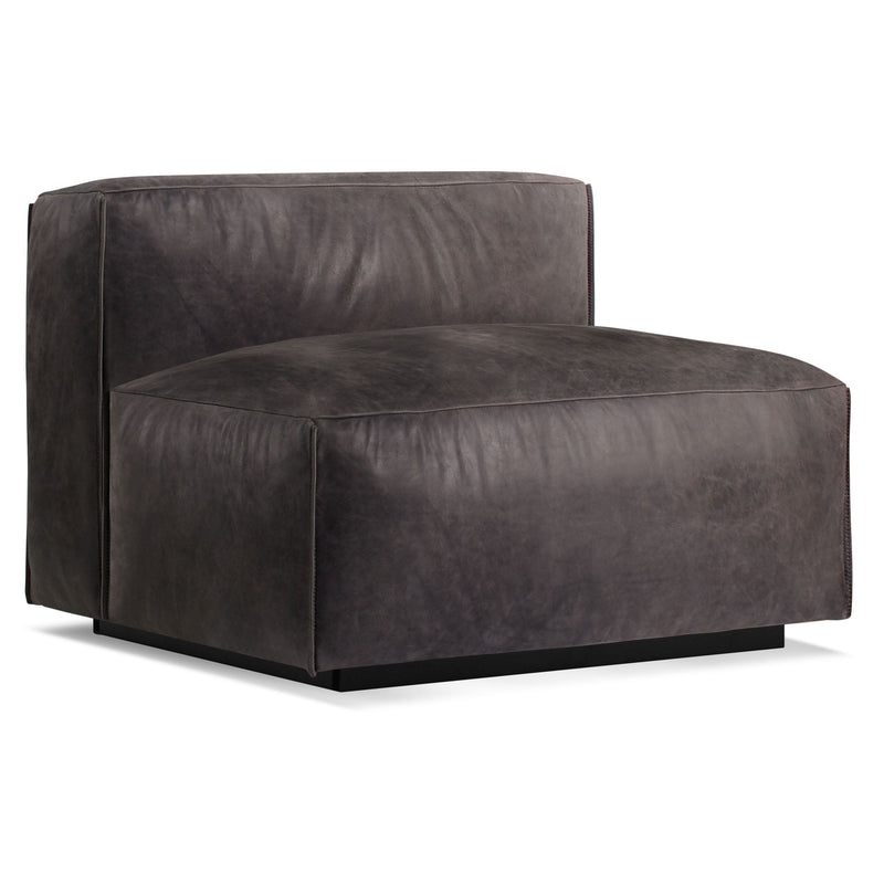 Cleon Armless Lounge Chair in Slate Leather - Angle 2