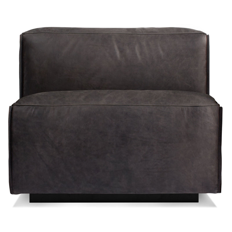 Cleon Armless Lounge Chair in Slate Leather - Angle 1