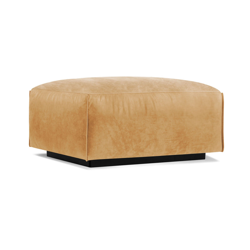 Cleon Ottoman in Camel Leather