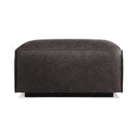 Cleon Ottoman in Slate Leather - Angle 1