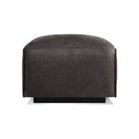 Cleon Ottoman in Slate Leather - Angle 3
