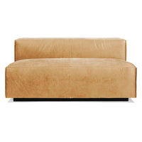 Cleon 56" Armless Sofa in Camel Leather - Angle 1