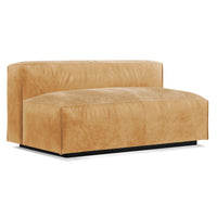 Cleon 56" Armless Sofa in Camel Leather - Angle 3