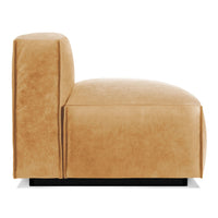 Cleon 56" Armless Sofa in Camel Leather - Angle 4