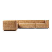 Cleon Large Sectional Sofa in Camel Leather - Angle 1