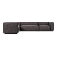 Cleon Large Sectional Sofa in Slate Leather - Angle 1