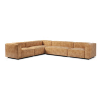 Cleon Large Sectional Sofa in Camel Leather - Angle 3