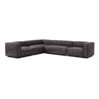 Cleon Large Sectional Sofa in Slate Leather - Angle 3