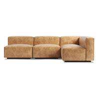 Cleon Medium Sectional Sofa in Camel Leather - Angle 1