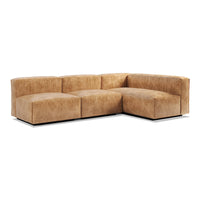 Cleon Medium Sectional Sofa in Camel Leather - Angle 2