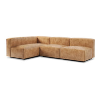 Cleon Medium Sectional Sofa in Camel Leather - Angle 1
