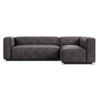 Cleon Small Sectional Sofa in Slate Leather - Angle 1