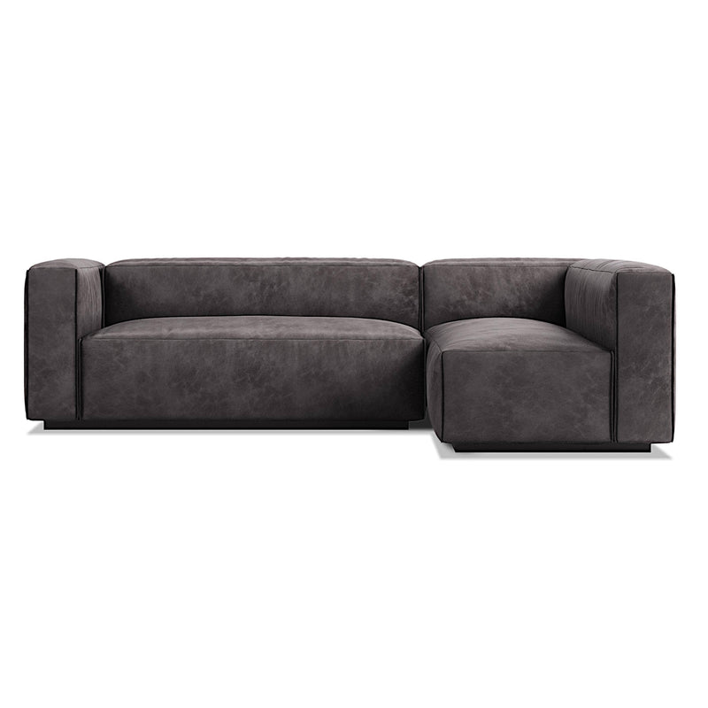 Cleon Small Sectional Sofa in Slate Leather - Angle 1
