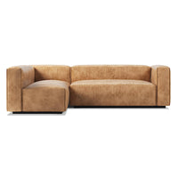 Cleon Small Sectional Sofa in Camel Leather - Angle 1