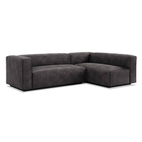 Cleon Small Sectional Sofa in Slate Leather - Angle 3