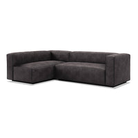 Cleon Small Sectional Sofa in Slate Leather - Angle 3